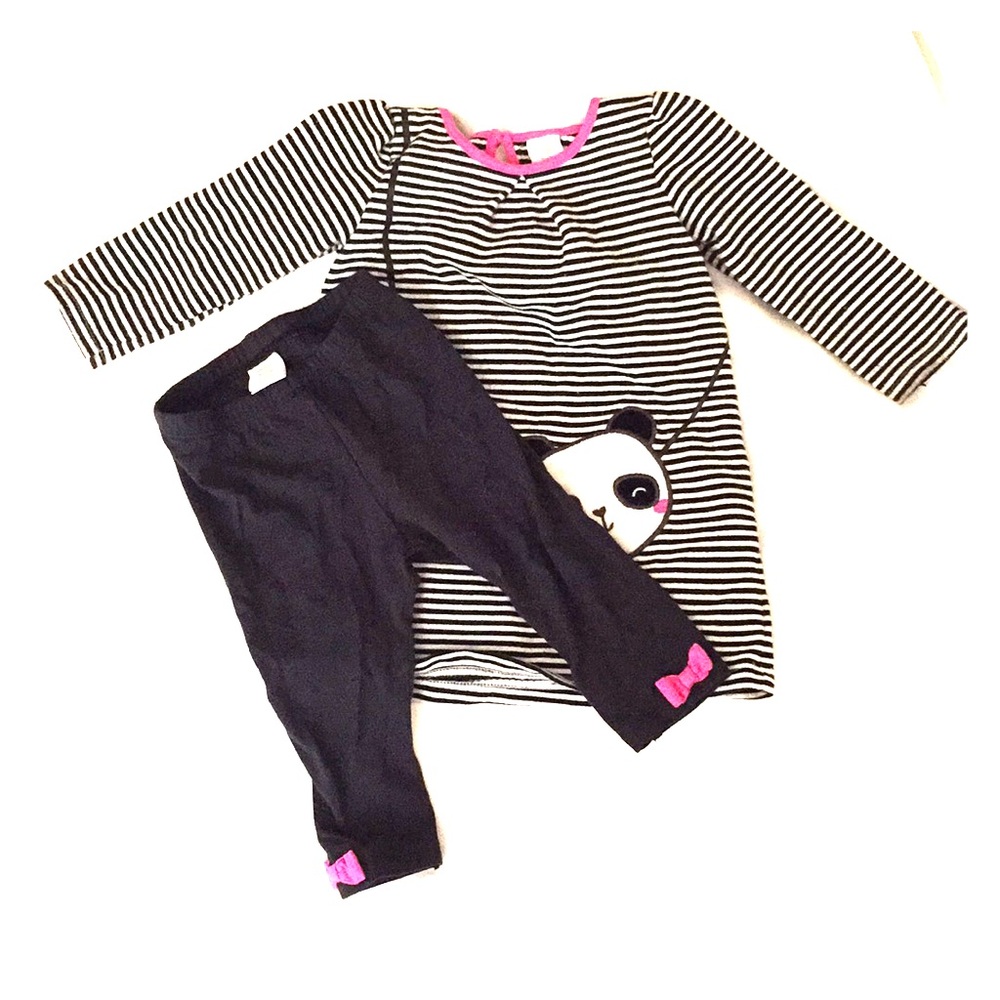 Soft Black Leggings with Hot Pink Bows